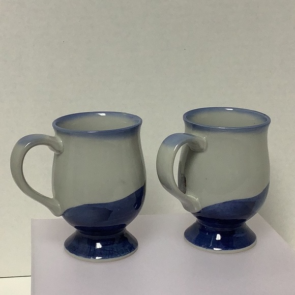 2 Vintage Otagiri Ceramic seagull sailboat ocean scene footed coffee tea mugs - Picture 3 of 5